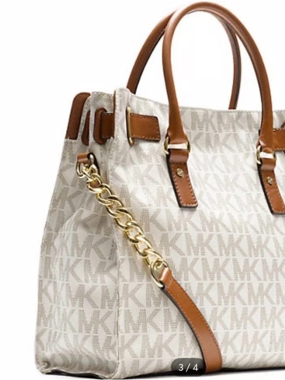 MICHAEL Michael Kors Hamilton Vanilla Logo Large Satchel Purse Crossbody Bag